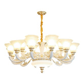 White Paneled Bell Chandelier: Simple Suspension Lamp with Frosted Glass Shade